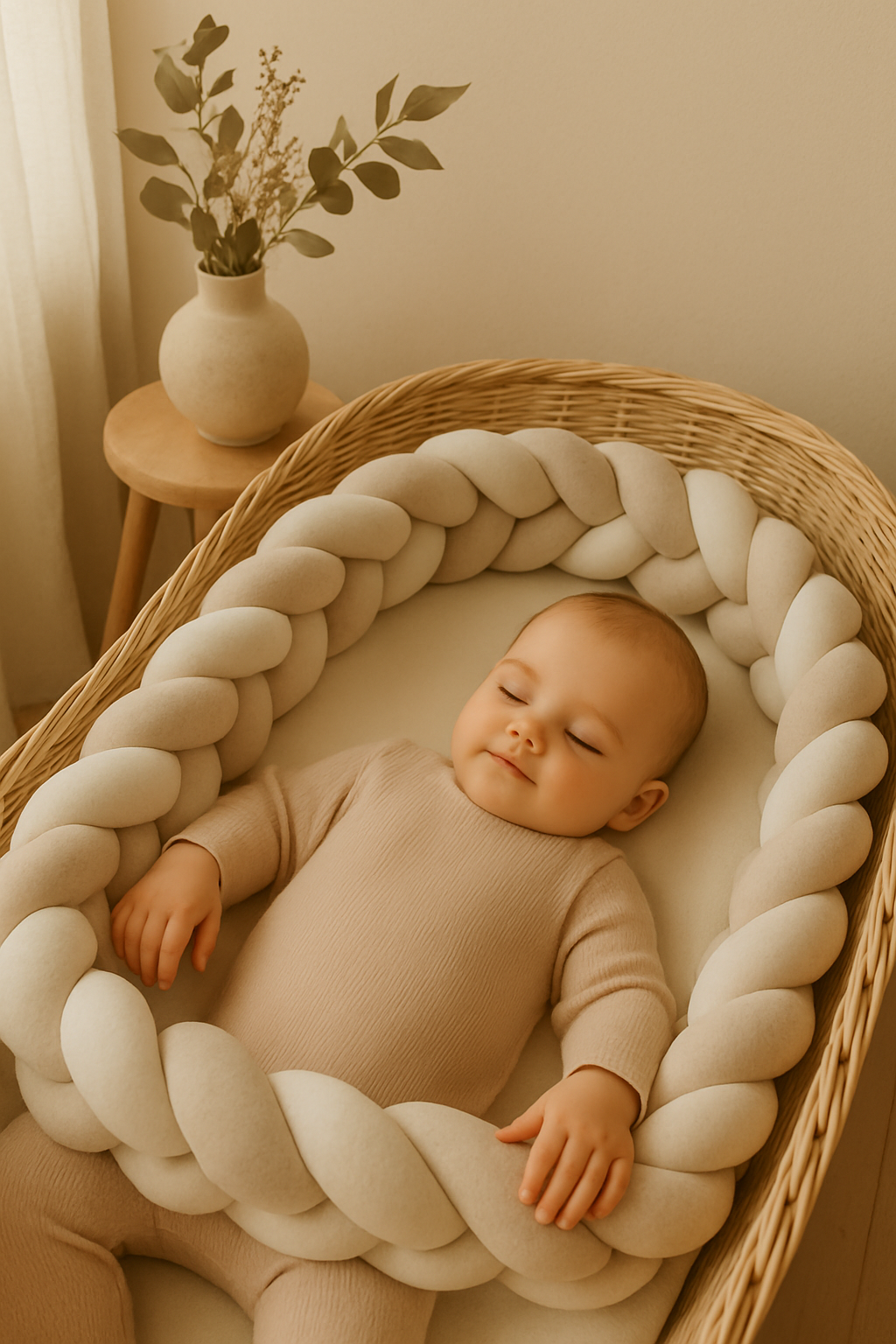 sommeil-de-bebe-paisible-tresse-de-lit-bebe-blanc
